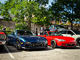 RX-7 and Miata at Cars & Coffee Oak Park