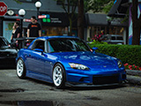 Blue Honda S2000 with Voltex Wing