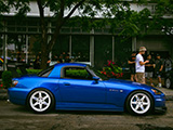 Side of Blue Honda S2000 at Cars & Coffee Oak Park