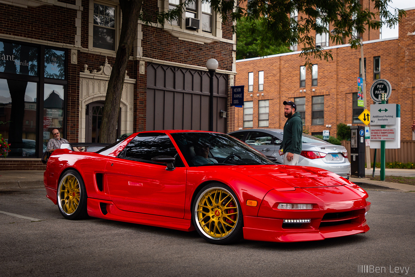 Red Acura NSX on Gold WORK Wheels