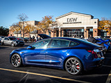 Blue Tesla Model 3 at Car Meet
