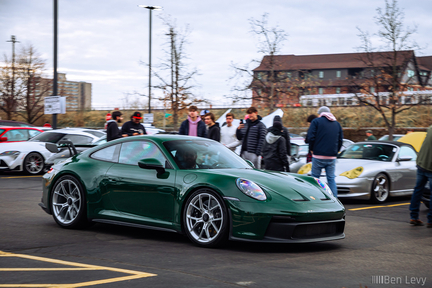 Green Porsche 911 GT3 at Car Meet in River Forest