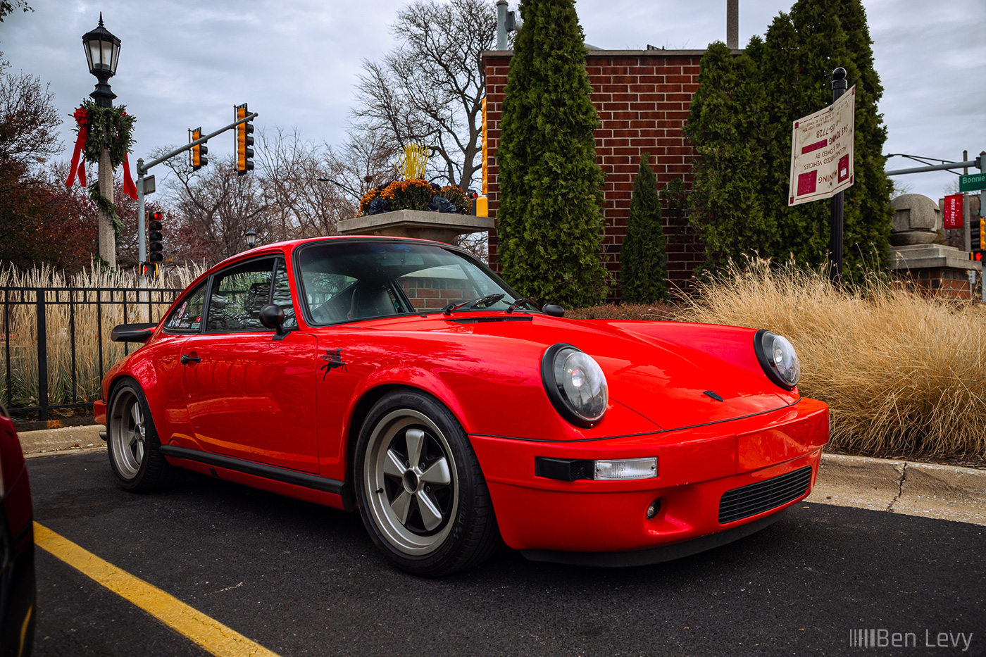 Red Porsche 911 at Thanksgiving Car Meet in River Forest