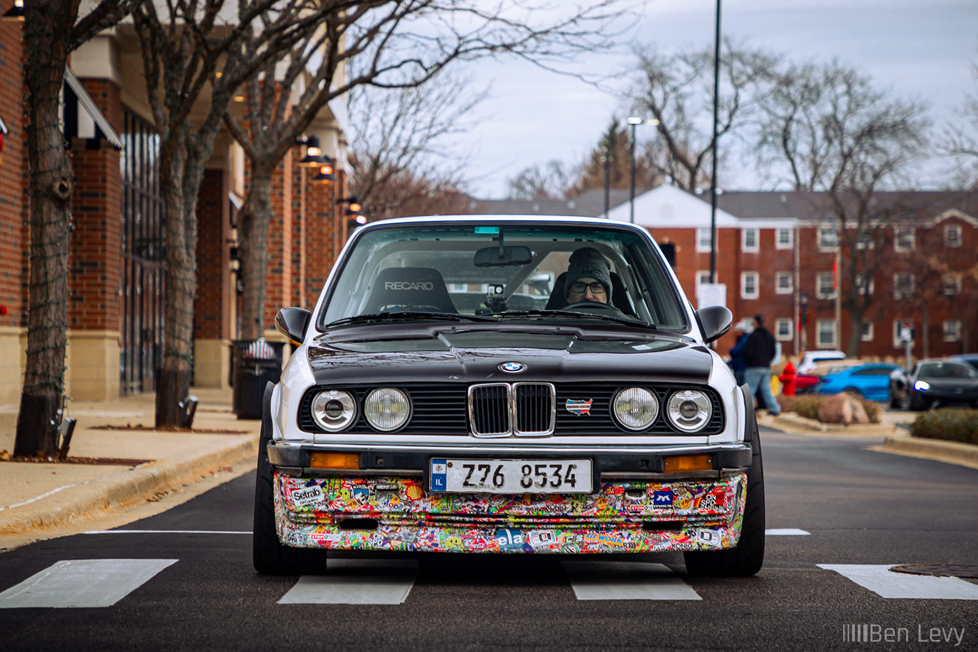 E30 BMW with Sticker-Bombed Front Lip