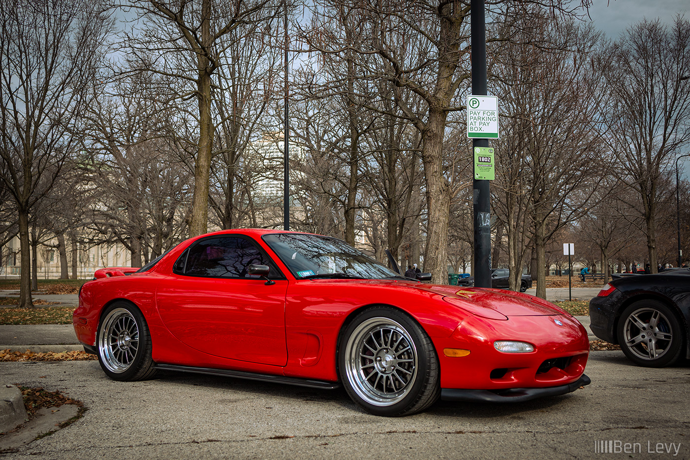 Red Mazda RX-7 at Thanksgiving Car Meet in Chicago