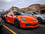 Orange Porsche 911 GT3 RS at Car Meet in River Forest, IL