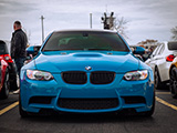 Front of E92 BMW M3 in Laguna Seca Blue