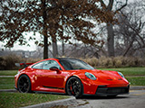 Red Porsche 911 GT3 at a lot in South Shore of Chicago