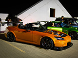 Orange Honda S2000 at the Parking Garage Party in Elgin