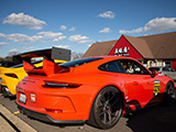 Orange Porsche 911 GT3 with Carbon Fiber Wing