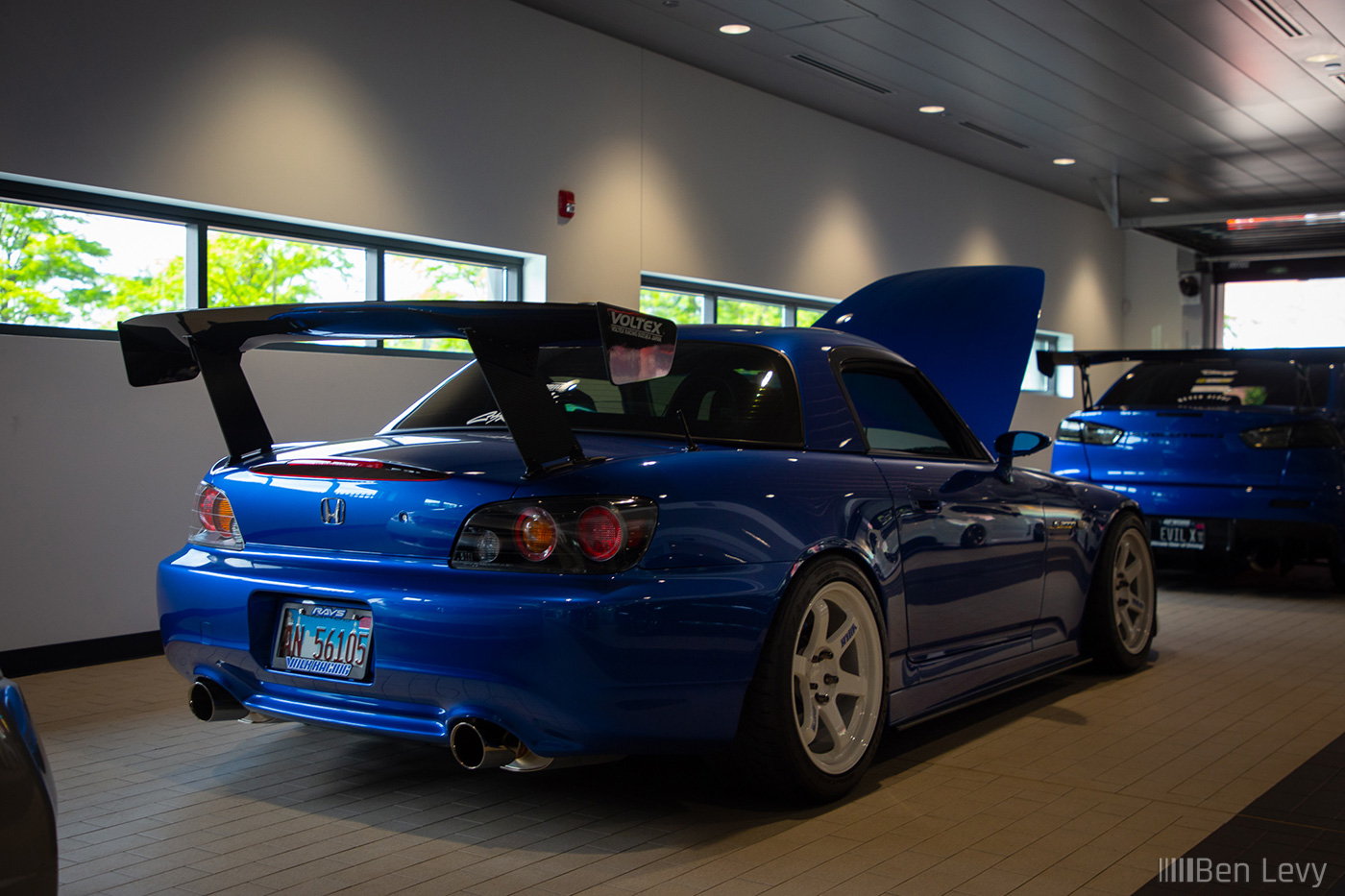 Blue Honda S2000 in Service Area