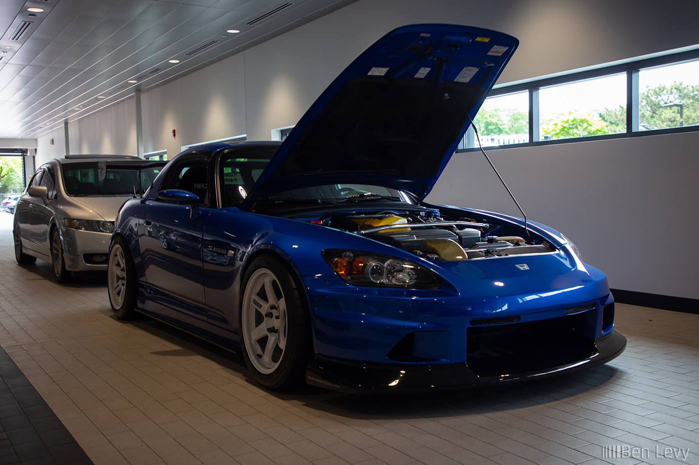 Blue Honda S2000 in Service Area