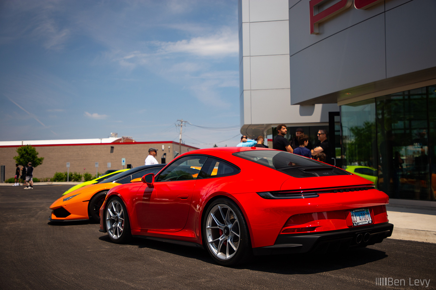 Rear Quarter of Red 992 Porsche GT3 Touring