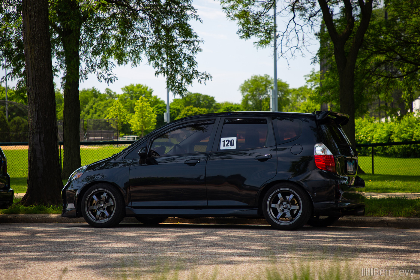 Black Honda Fit on TE37 Wheels