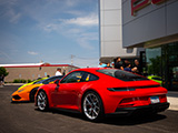 Rear Quarter of Red 992 Porsche GT3 Touring