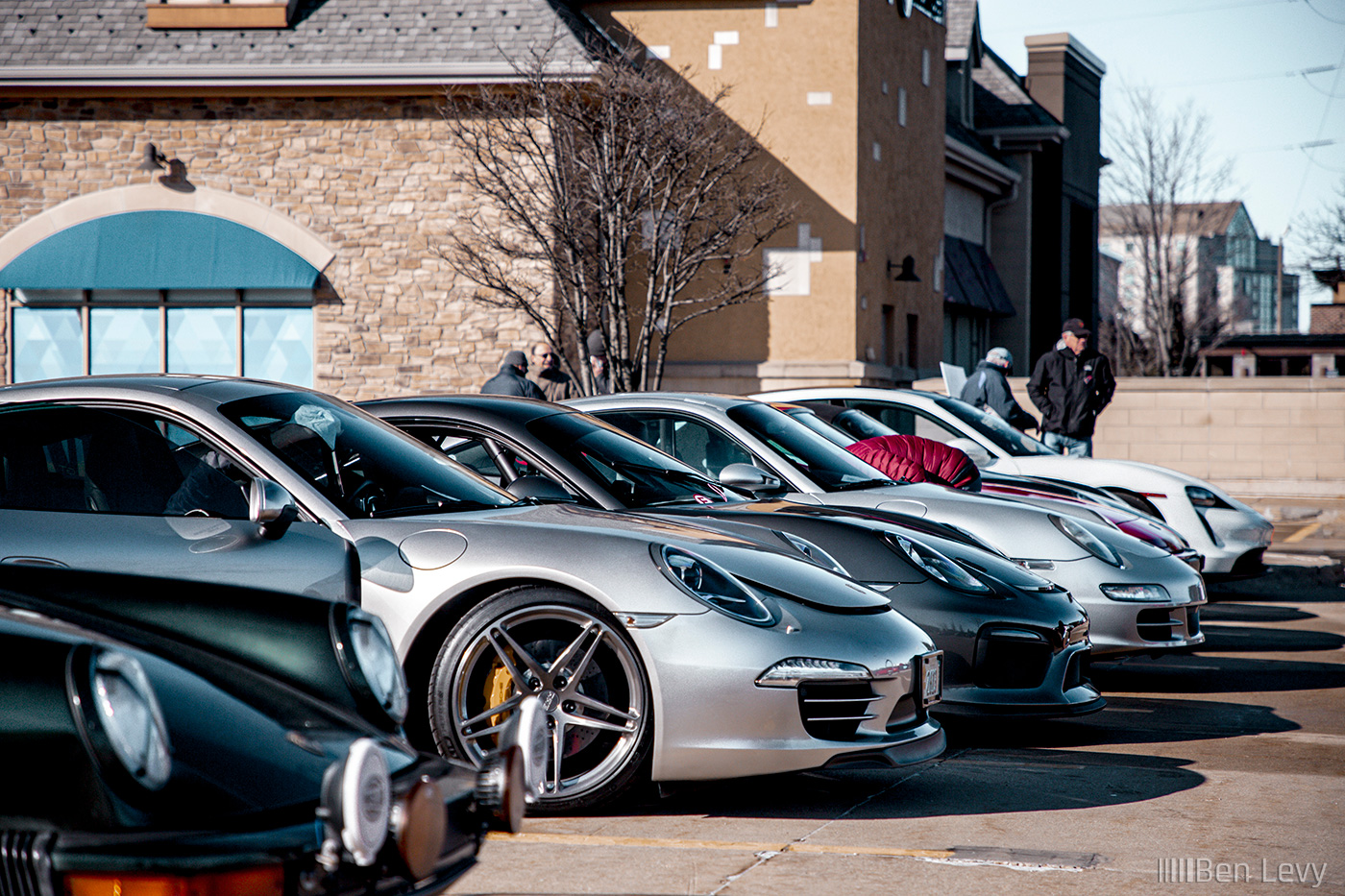Line of Porsches at Labriola Bakery & Cafe in Oak Brook