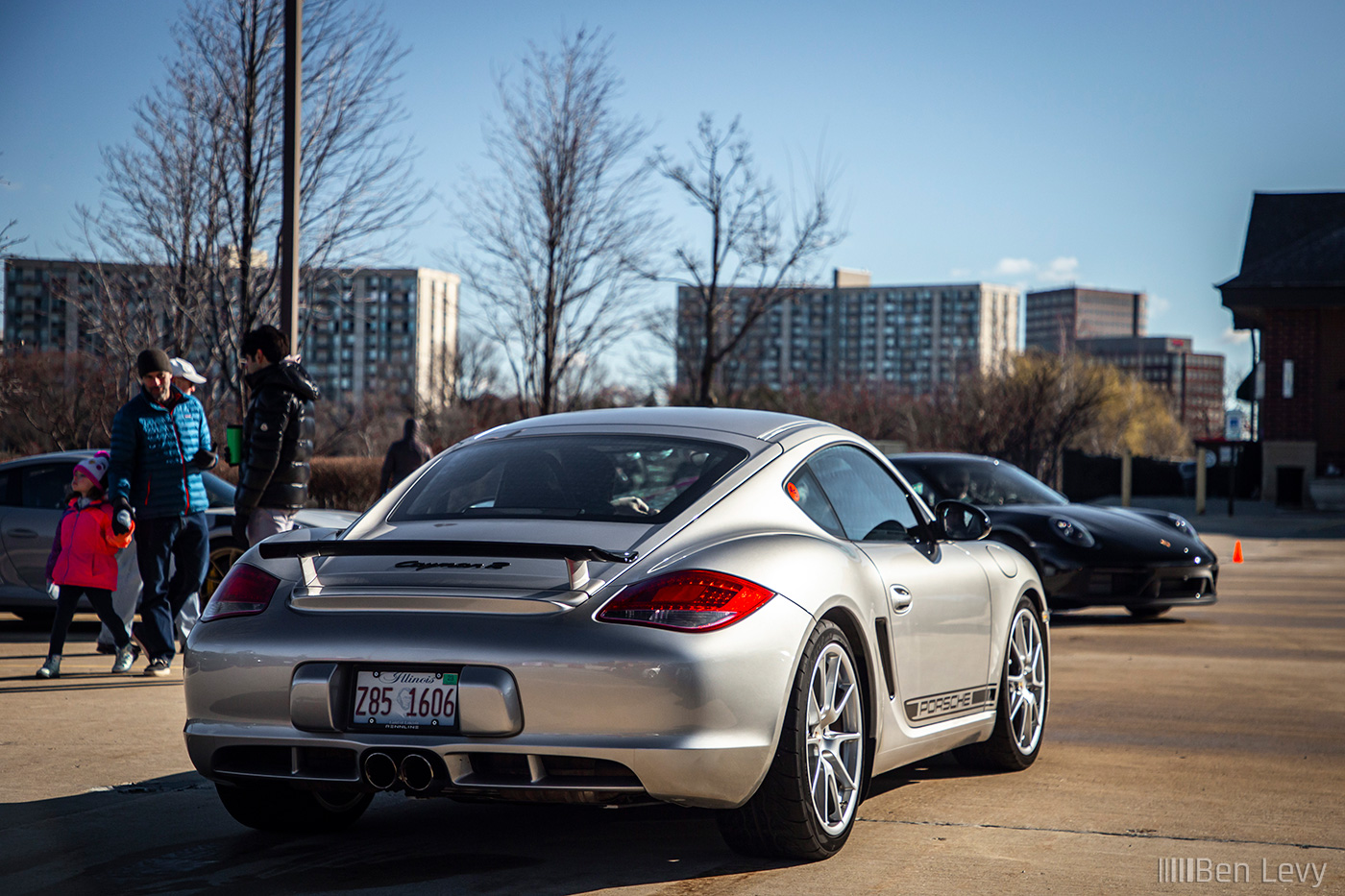 Rear of Silver Porsche Cayman R