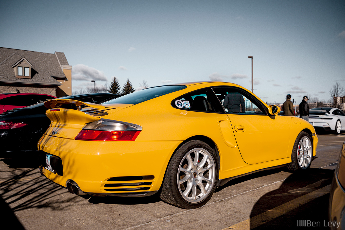 Yellow Porsche 911 Turbo at Porsches & Pastries