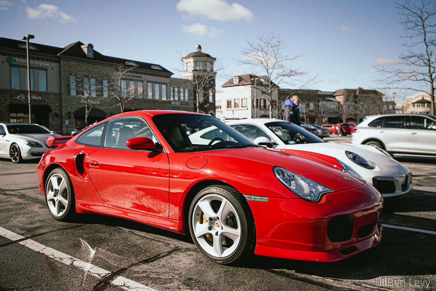 Red Porsche 911 Turbo S in Suburbs of Chicago