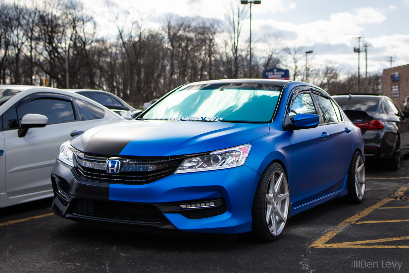 Black and Blue Wrap on Honda Accord Sedan