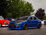 Blue Lancer Evolution at Car Meet in Lake Forest