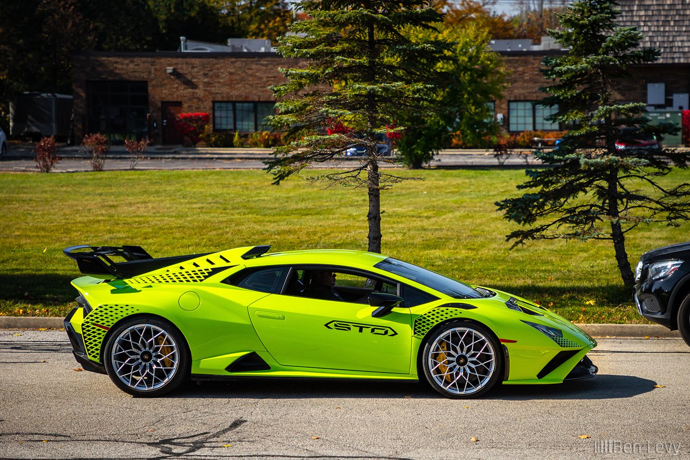 Side of Bright Green Lamborghini Huracan STO