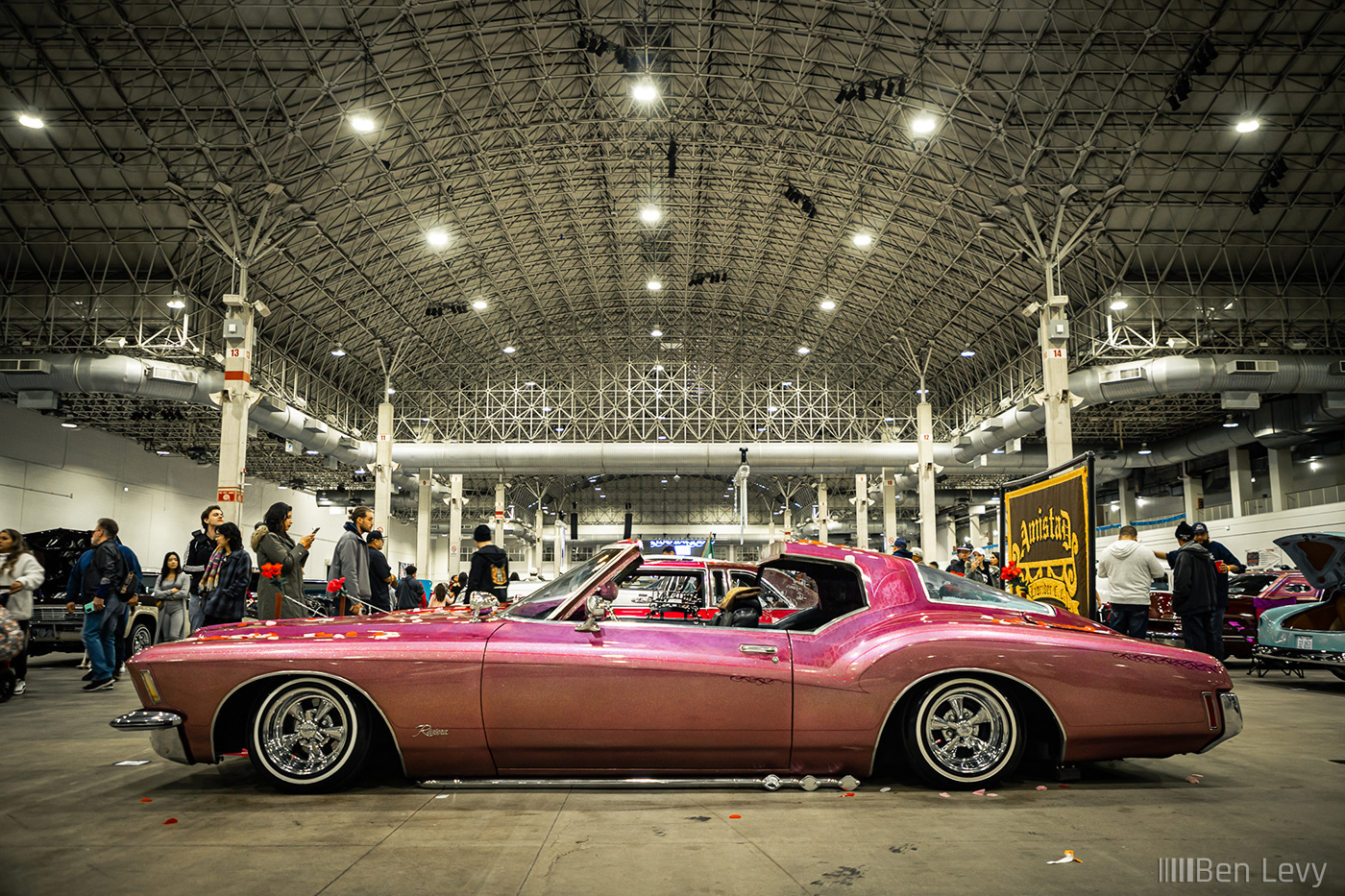 Side of Pink Buick Riviera at Slow & Low Chicago Lowrider Festival