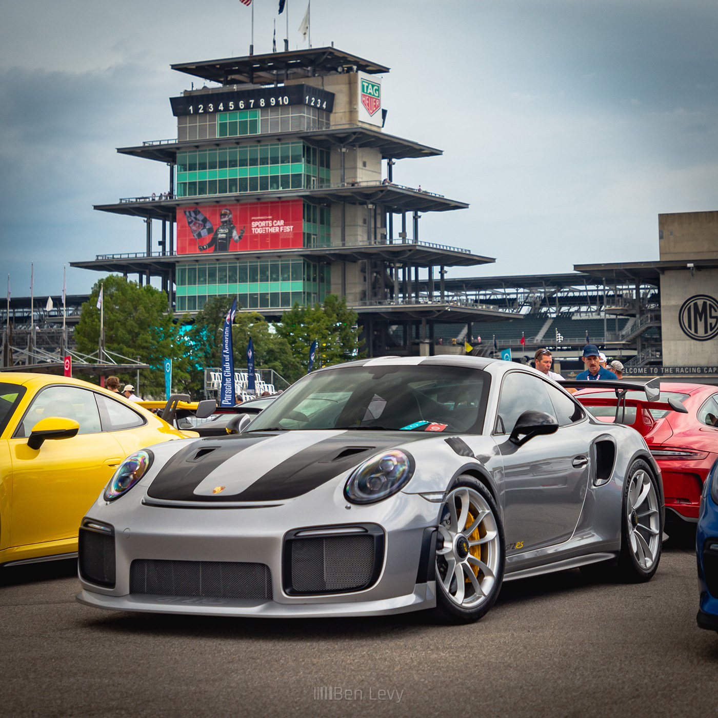 Silver Porsche 991 GT2 RS at Sports Car Together Fest at Indianapolis Motor Speedway