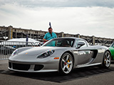 Silver Porsche Carrera GT at IMS for Sports Car Together Fest