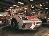Flying Lizard Motorsports Porsche Cayman GT4 Up On Jacks