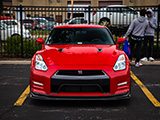 Front of Red Nissan GT-R
