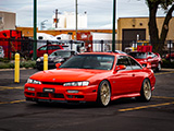 Red Nissan 240SX from Cars and Coffee in Chicago