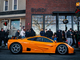 Orange McLaren F1 LM outside of Burdi Clothing in Hinsdale, IL