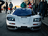 Front of Silver McLaren F1 Parked outside of Burdi in Hinsdale