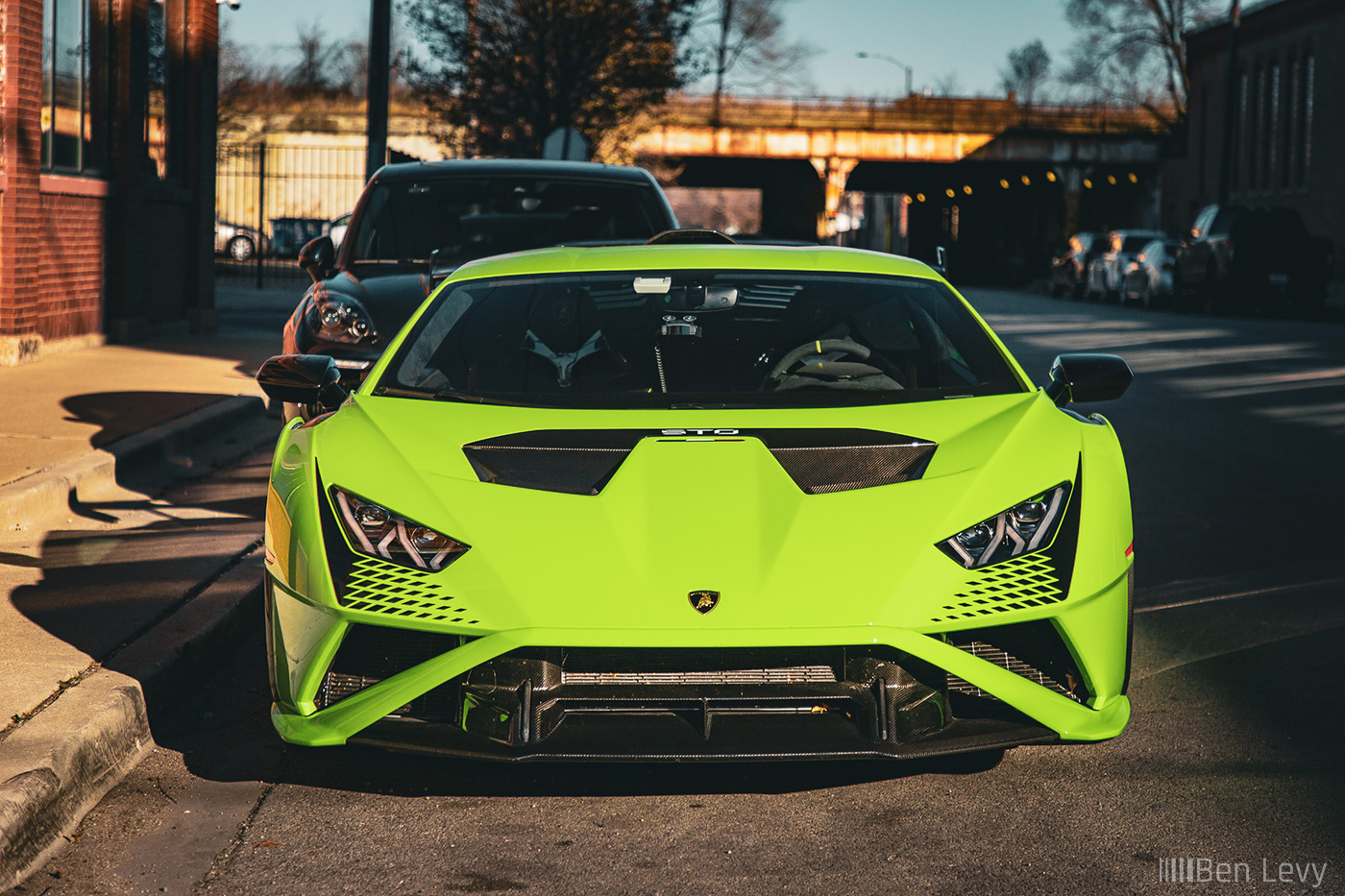 Front of a Green Lamborghini Huracan STO