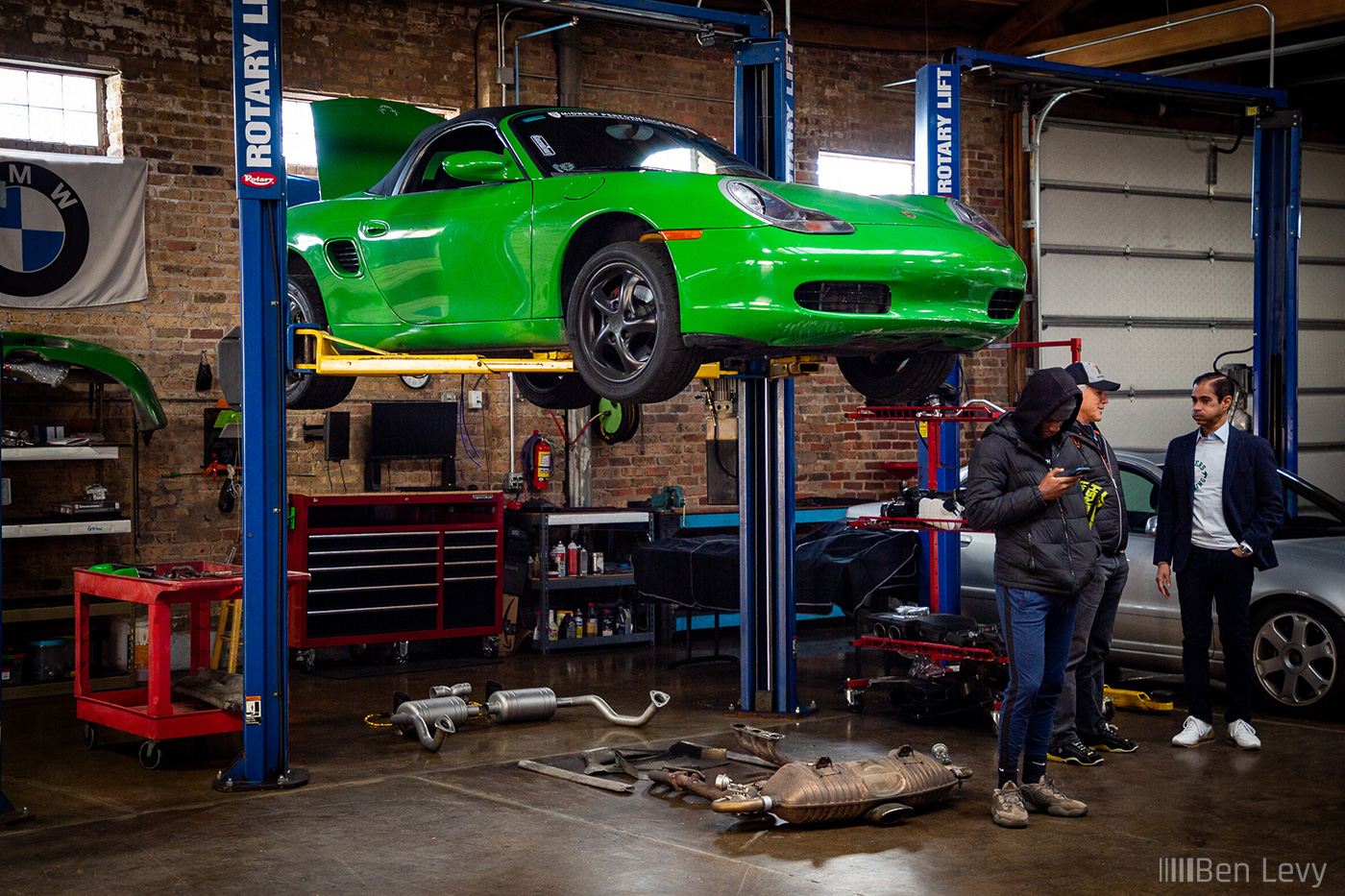The Midwest Performance Cars Porsche Boxter on the Lift