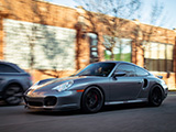 Grey Porsche 996 Turbo Driving in Chicago