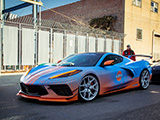 Orange Graphics on Blue C8 Corvette