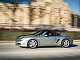 Silver Porsche Boxster Driving Through Chicago in the Winter
