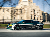 Side of a Green Audi R8 Driving Through Chicago