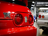 GT-R Badge on Rear of Red R32 Skyline