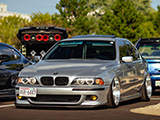 Bagged Silver E39 5 Series at Tuner Evo Chicago