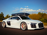 White Audi R8 on Gold BC Forged HCA381 Wheels