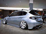 Silver WRX Hatchabck on White Work Meister S1 3P Wheels