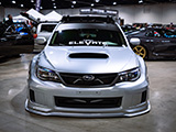 Front of Lowered Silver Subaru WRX Hatchback