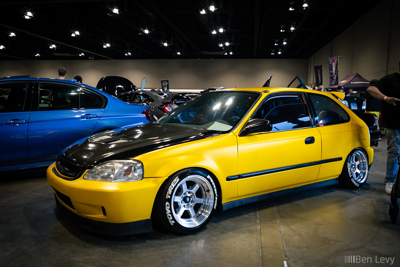 Yellow Honda Civic Hatchback at Tuner Evolution Chicago