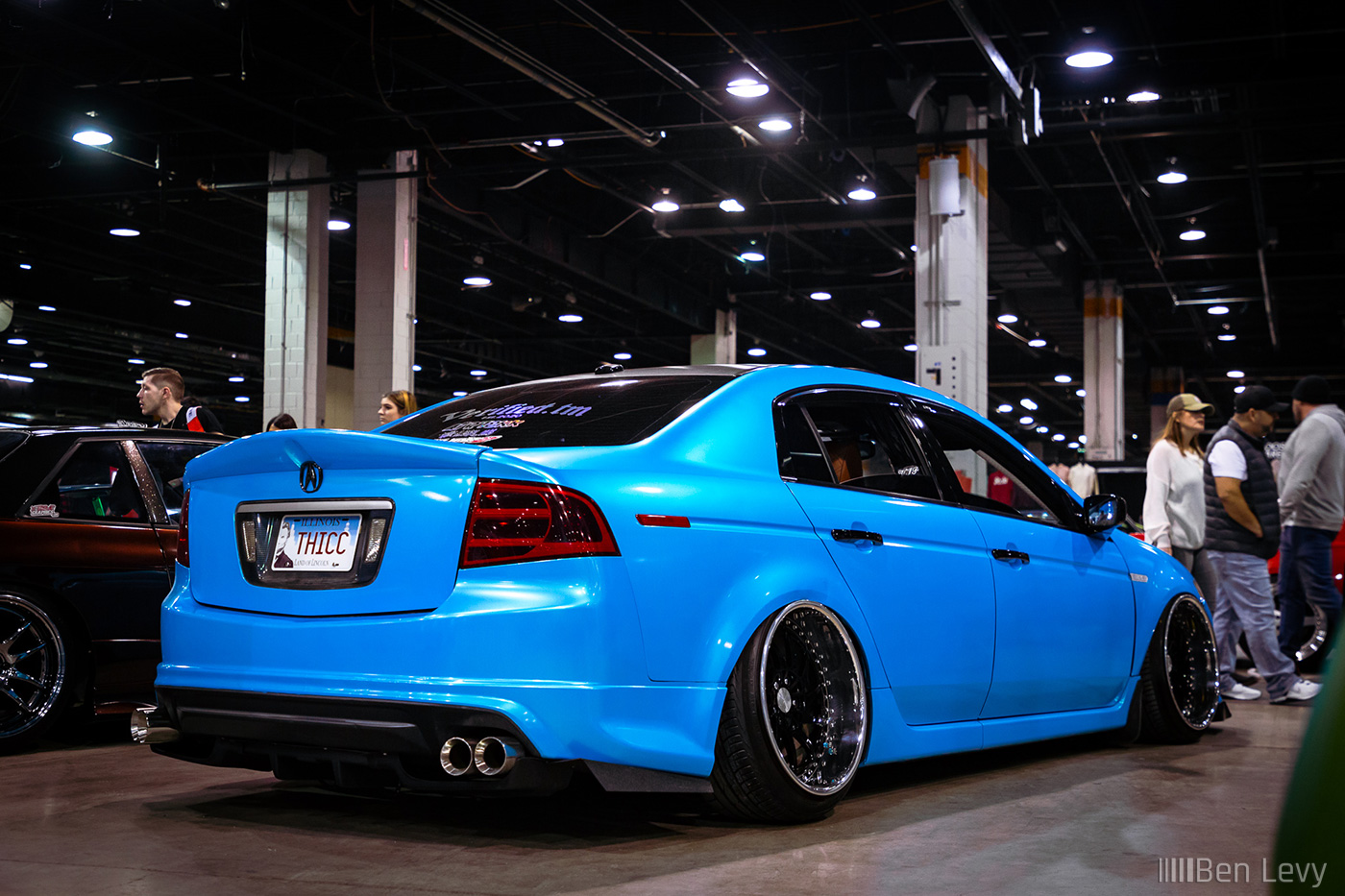 Bagged Acura TL Wrapped in Custom Blue