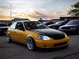 Yellow Honda Civic Hatchback at Tuners and Tacos