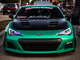 Front of Subaru BRZ with Green Wrap