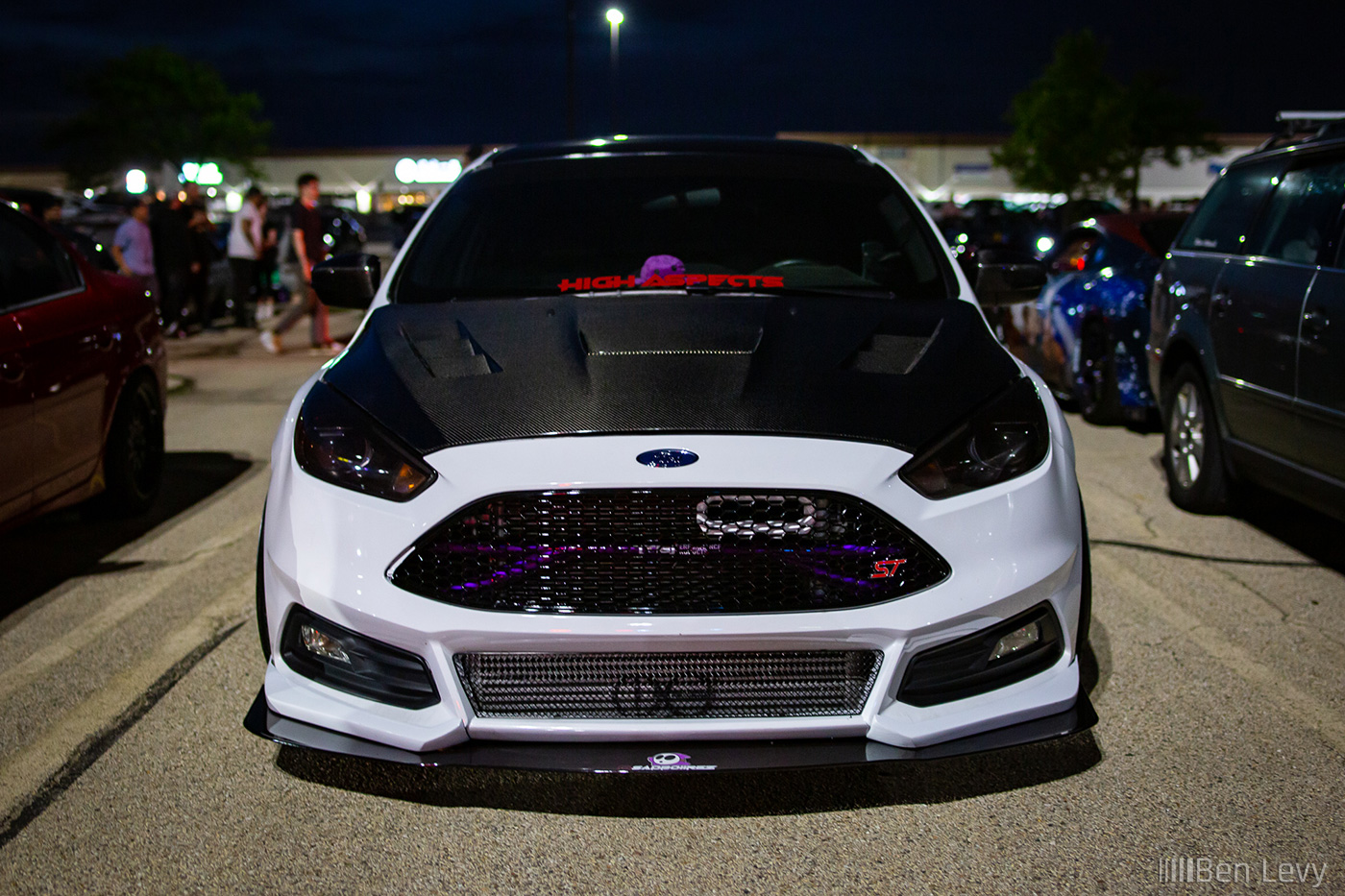 Front of White Focus ST with CF Hood